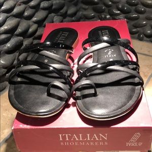 Italian shoemakers Kora sandals barley worn